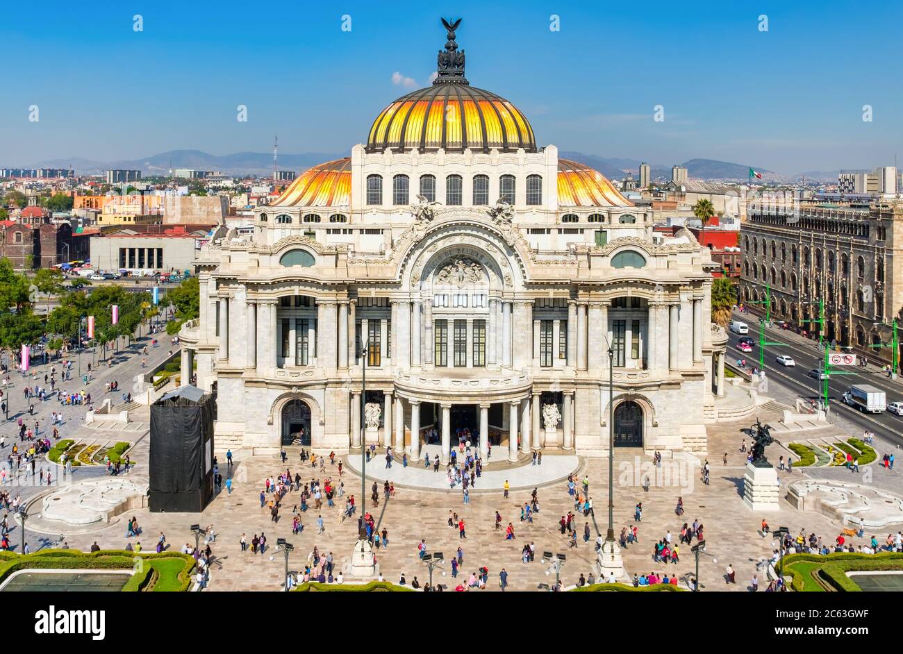 Palacio de Bellas Artes or Palace of Fine Arts, a famous theater, museum and music venue in Mexico City Stock Photo