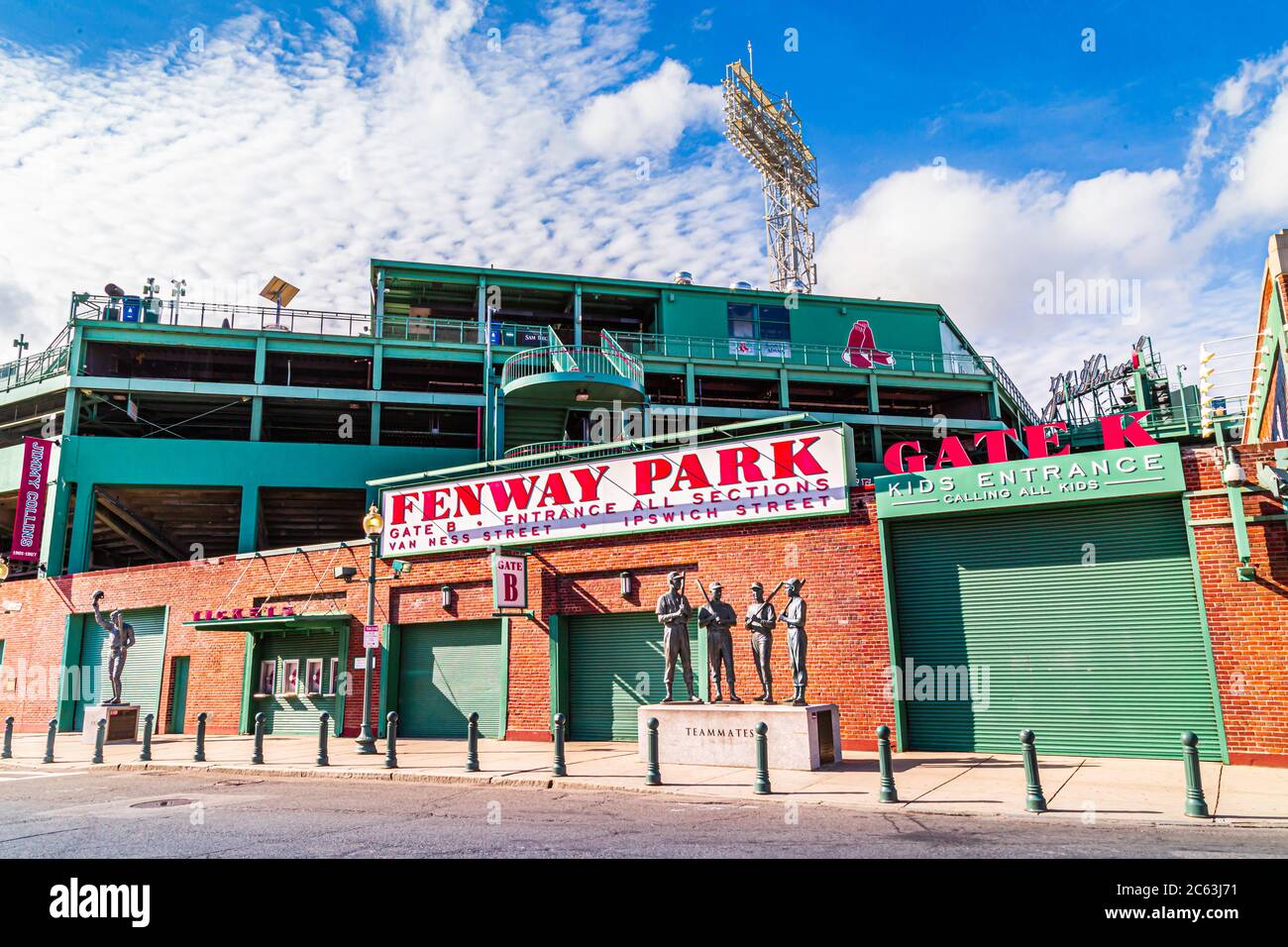 Fenway Park is a baseball park located in Boston, Massachusetts, near Kenmore Square. Since 1912. it has been the home for the Boston Red Sox Stock Photo