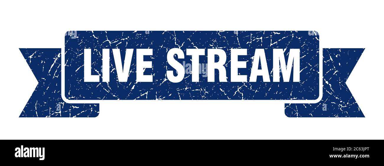 Stream Ribbon Visual live stream ribbon. live stream grunge band sign. live stream banner ...
