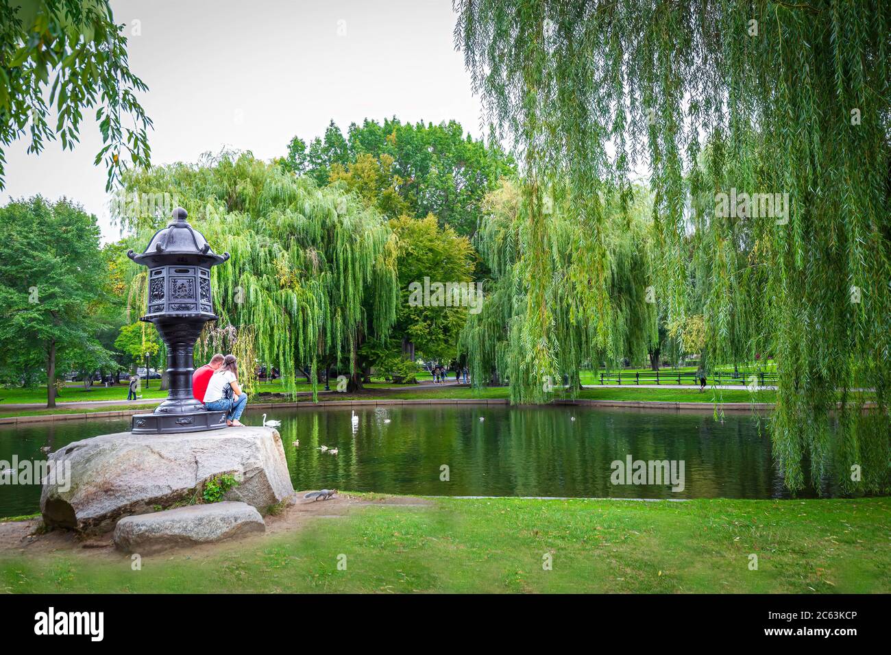 Boston Public Garden, Boston, MA, USA. The Public Garden is a large park in the heart of the city. Stock Photo