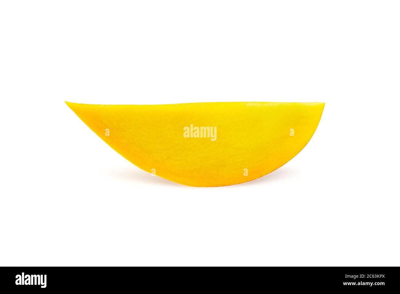 Ripe R2E2 mango slice in a piece look so juicy and fresh on white