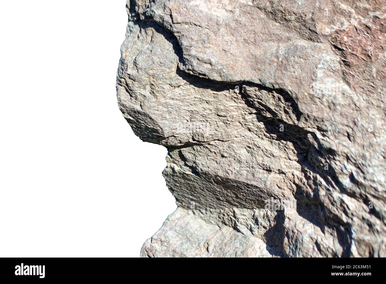 A piece of rock, isolated on white. Stone background. Stock Photo