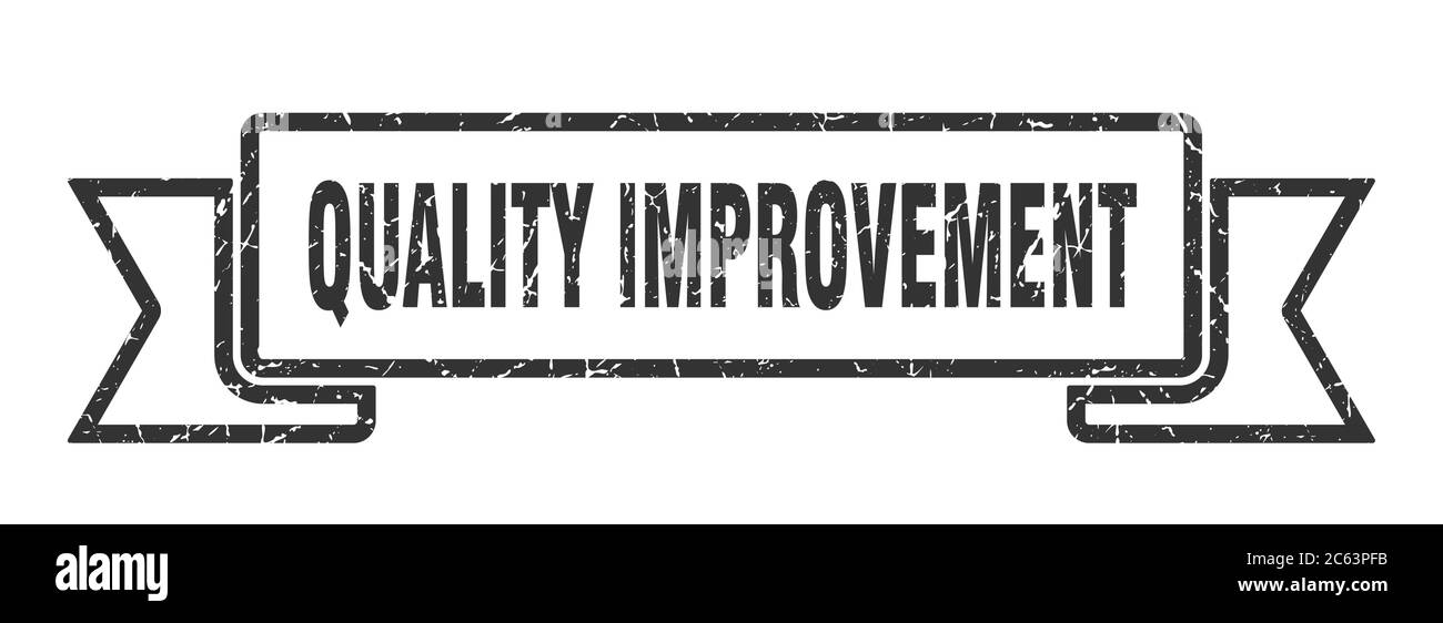 quality improvement ribbon. quality improvement grunge band sign