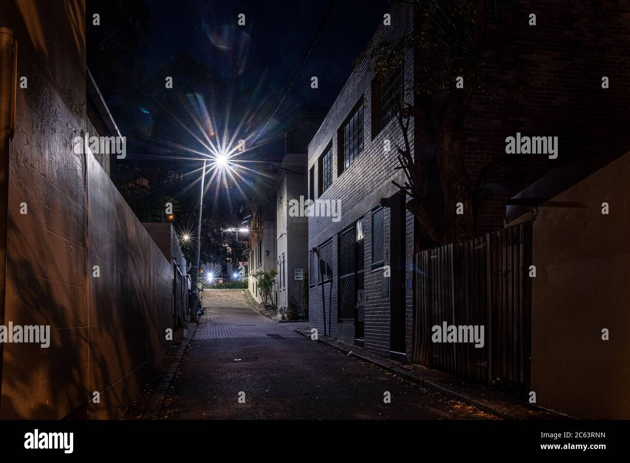 Empty Old Street At Night Stock Photo Alamy