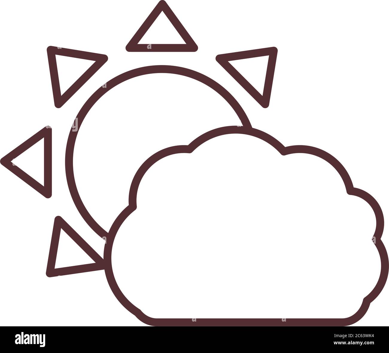 sun and cloud climate summer line style icon vector illustration Stock ...