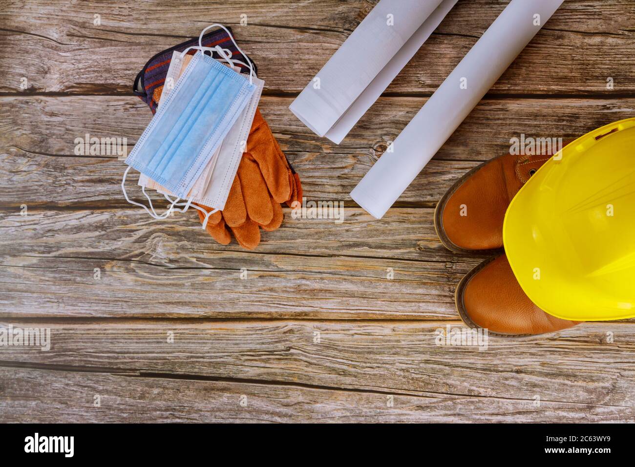 Industry worker protective and surgical mask, workwear safety boots