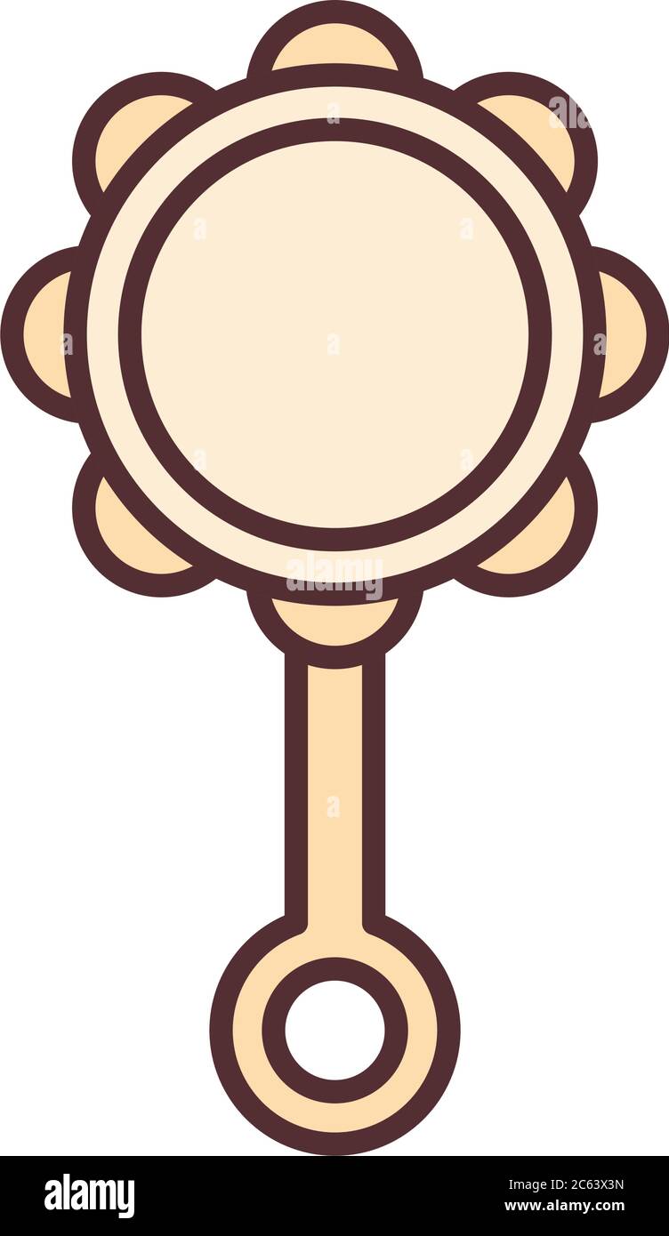 baby rattle toy, object newborn template line and fill design icon ...