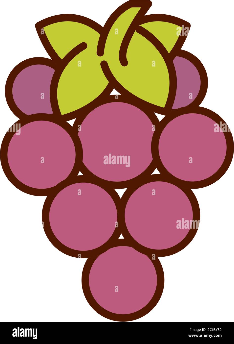 healthy food fresh fruit product bunch grapes line and fill style icon ...