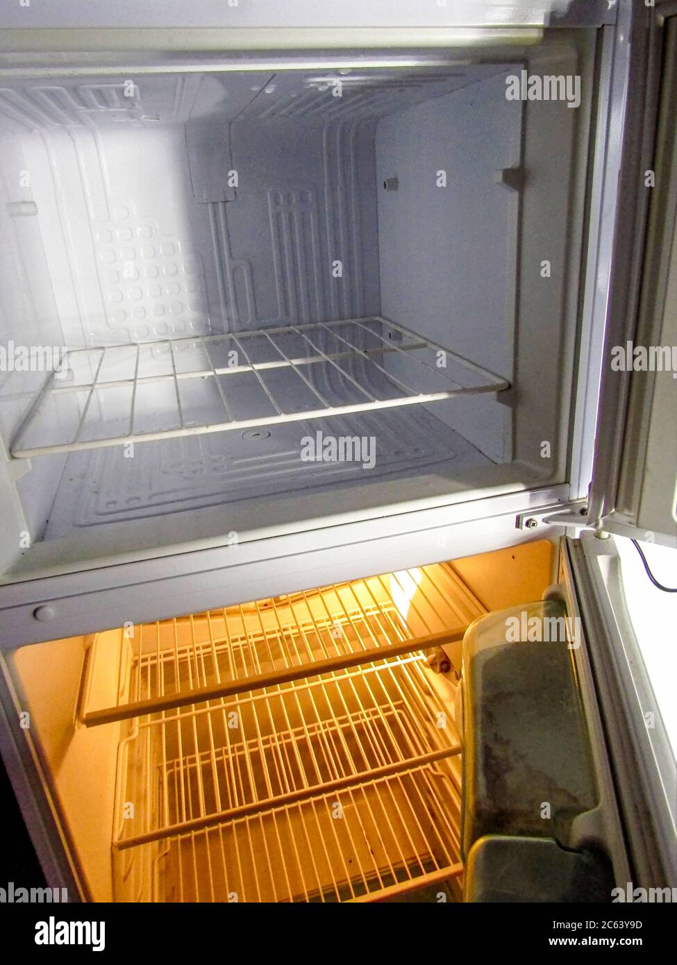 Empty Fridge Freezer Stock Photo