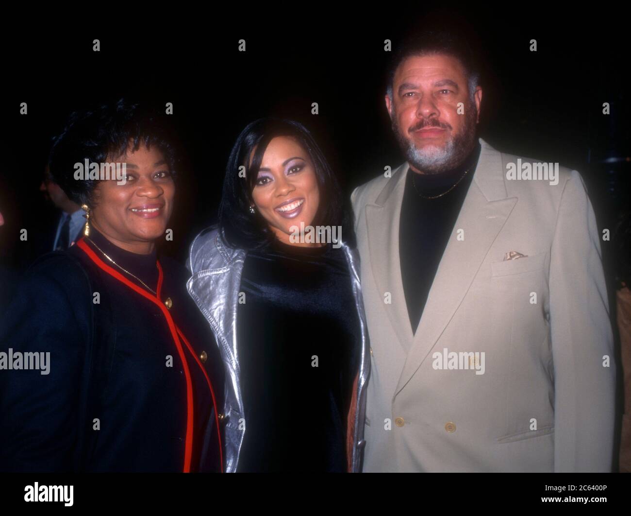 Beverly Hills, California, USA 11th December 1995 Actress Lela Rochon and parents mother Zelma Staples and father Samuel Staples attend 20th Century Fox' 'Waiting To Exhale' Premiere on December 11, 1995 at Samuel Goldwyn Theatre in Beverly Hills, California, USA. Photo by Barry King/Alamy Stock Photo Stock Photo