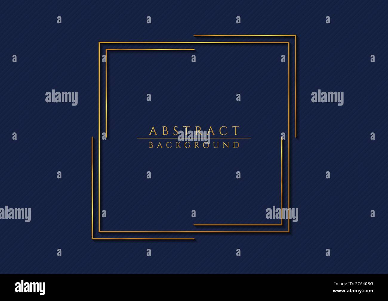 Abstract pattern background frame square gold metallic design blue color tone. vector illustration. Stock Vector