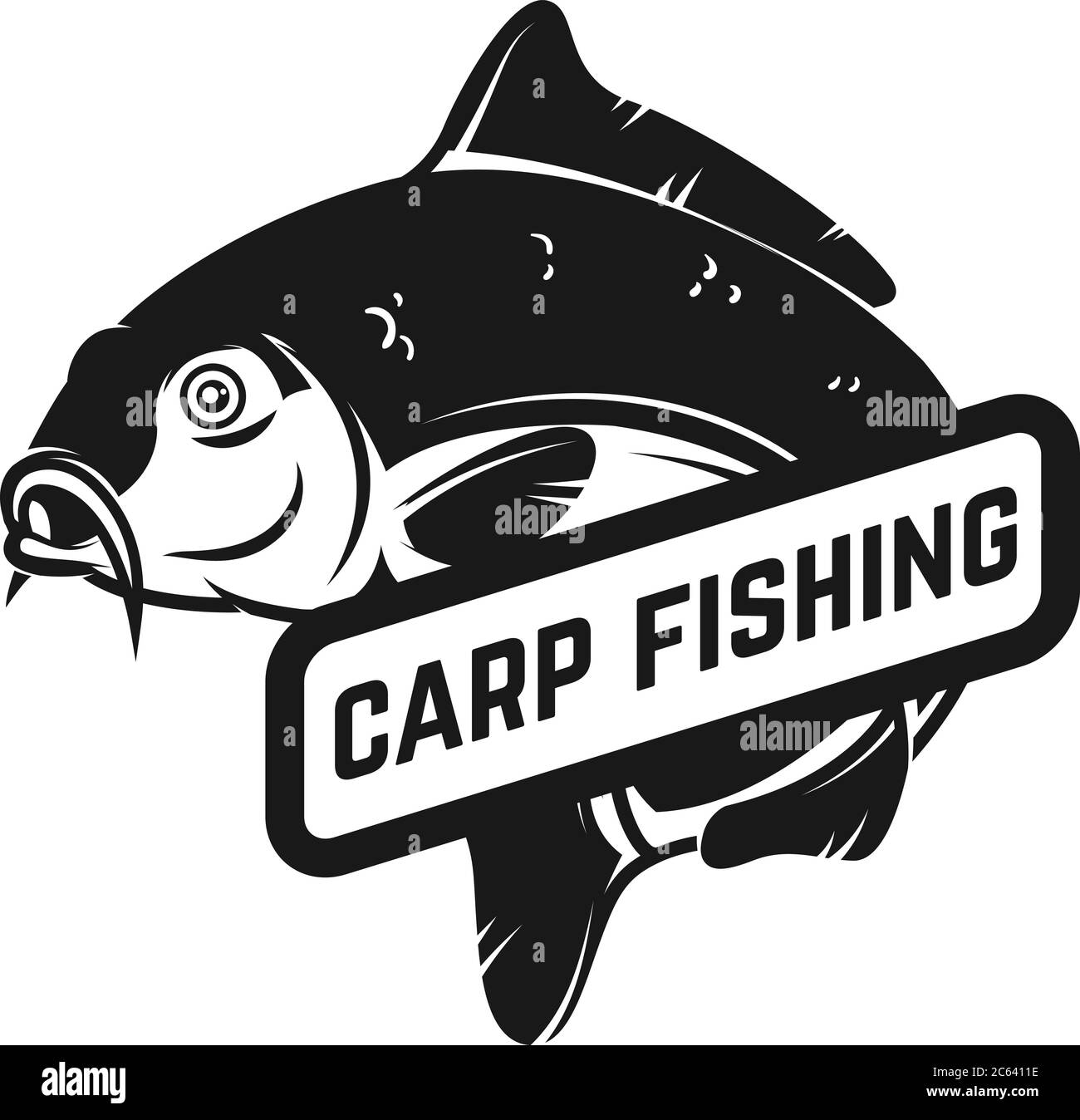 Carp fishing. Emblem template with carp fish. Design element for logo,  label, sign, poster. Vector illustration Stock Vector Image & Art - Alamy
