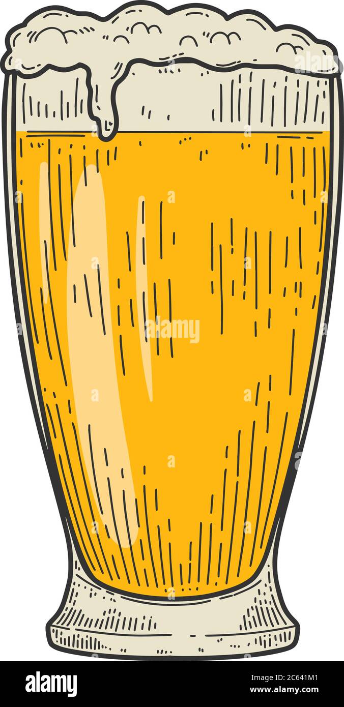 Vintage illustration of mug of beer in engraving style. Design element