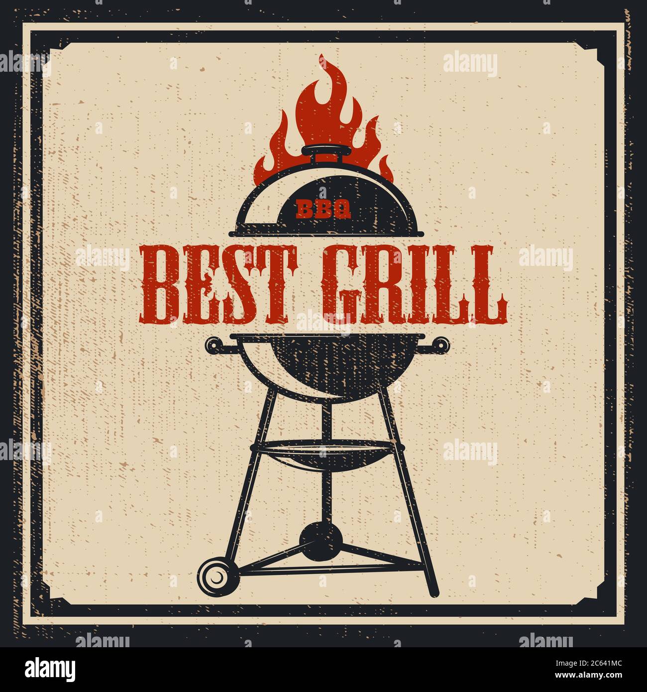 Poster template with bbq grill. Design element for card, flyer, banner