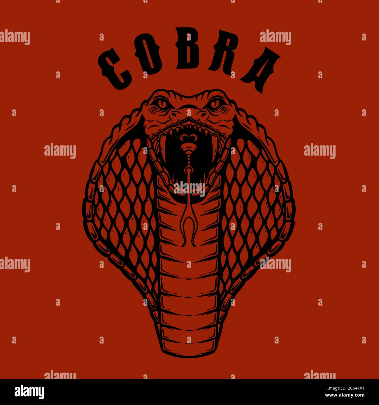 Cobra. Snake head illustration in engraving style. Design element for poster, card, emblem