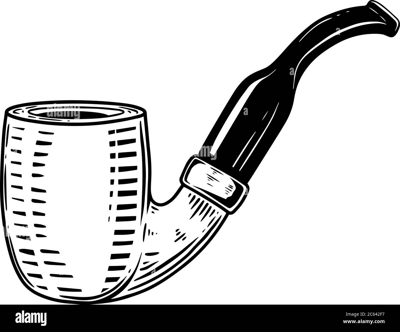 Illustration of smoking pipe. Design element for logo, label, sign