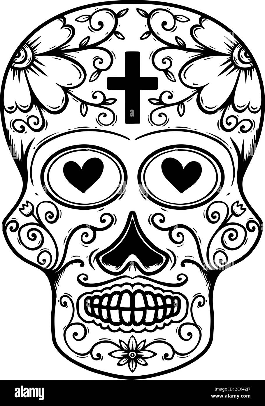 Vintage mexican sugar skull isolated on white background. Design element for logo, label, sign, poster. Vector illustration Stock Vector