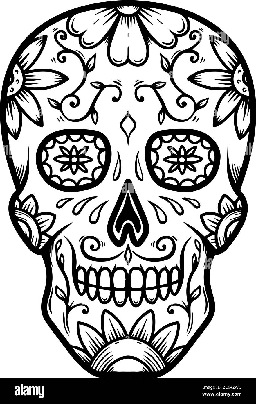 Vintage mexican sugar skull isolated on white background. Design element for logo, label, sign, poster. Vector illustration Stock Vector Image & Art - Alamy