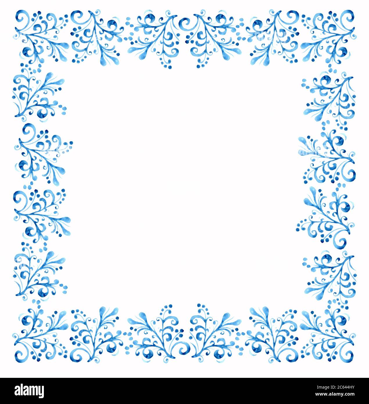 Floral Frame Of Abstract Leaves And Berries Hand Drawing