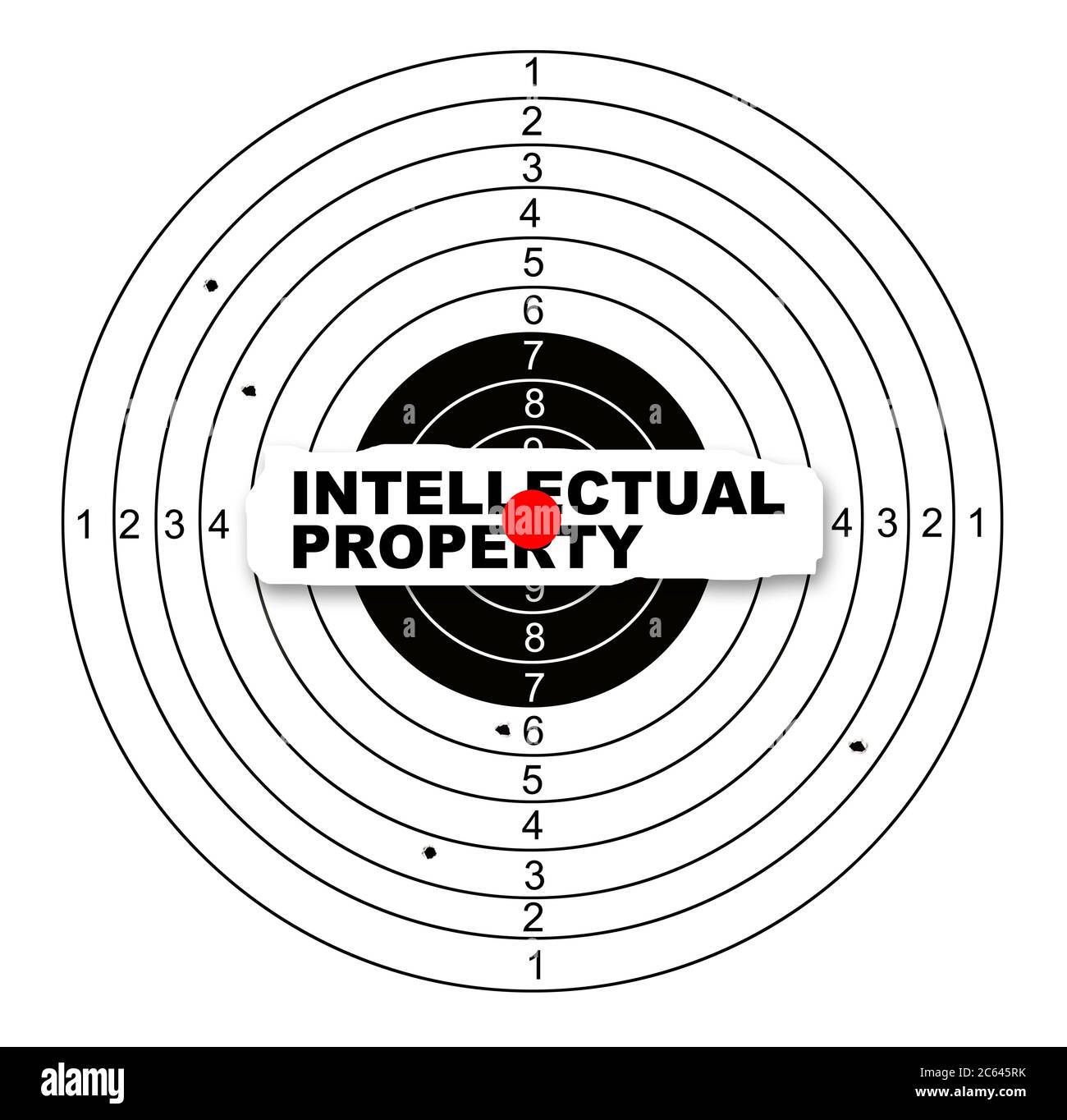 Shooting target with word intellectual property made in 2d software