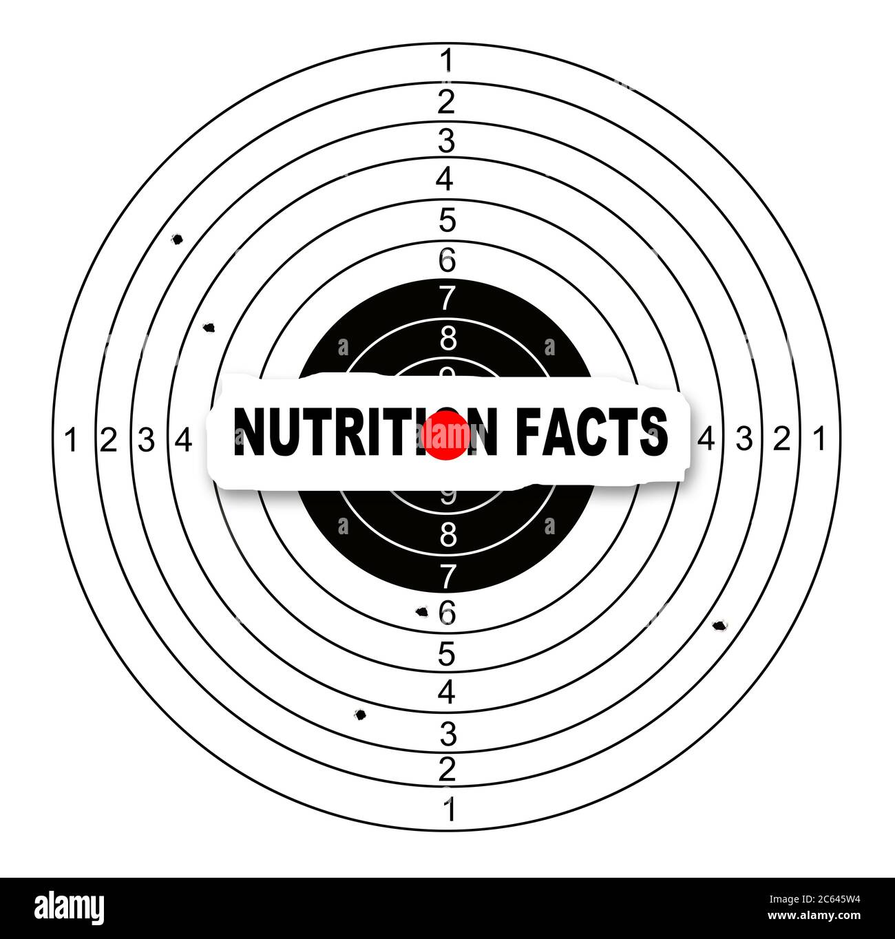 Shooting target with nutrition facts made in 2d software Stock Photo