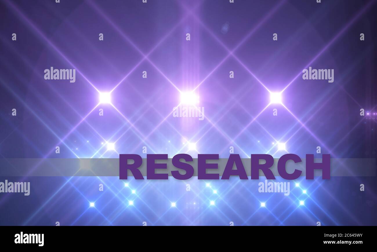 word RESEARCH writing on lines end optical flares background Stock ...