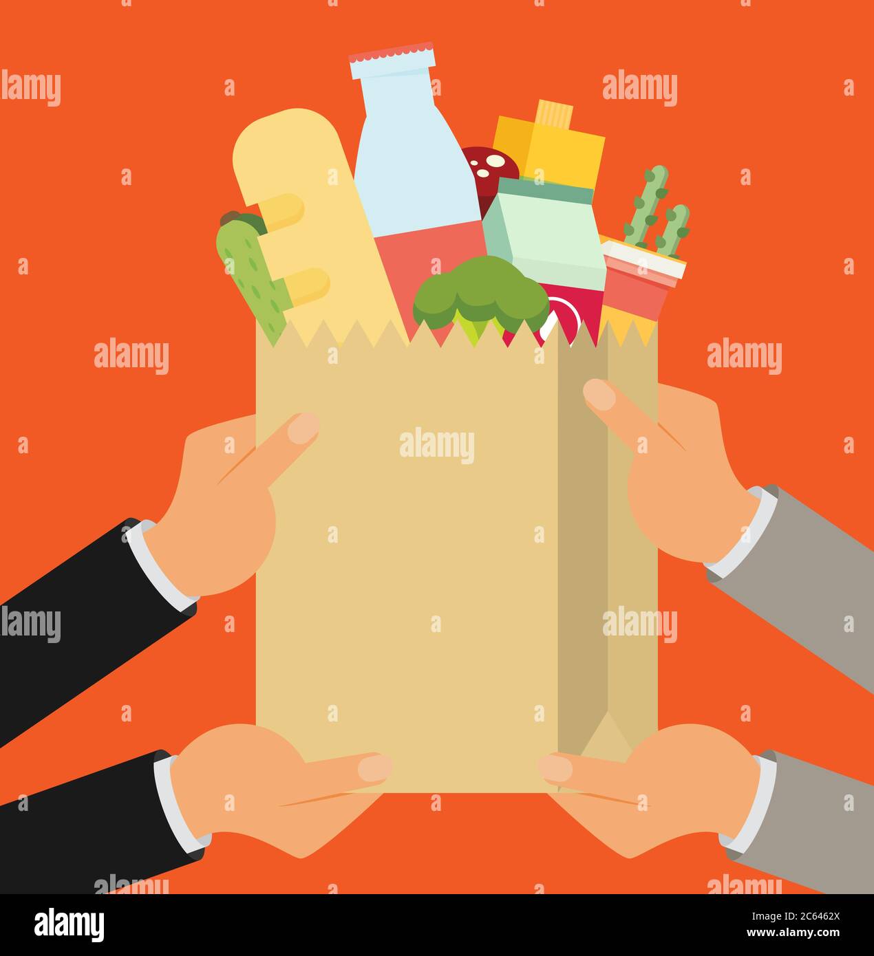 Flat design colorful vector illustration concept for grocery delivery ...