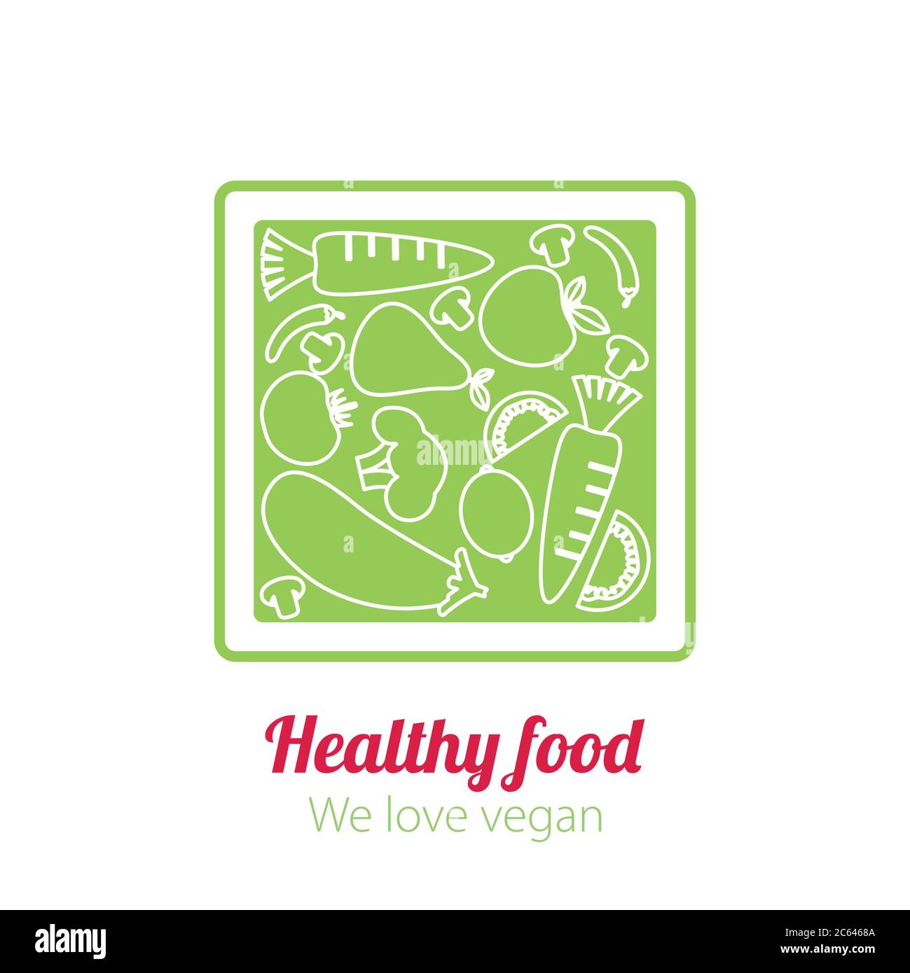 Vector logo design template with fruit and vegetable icons in trendy ...