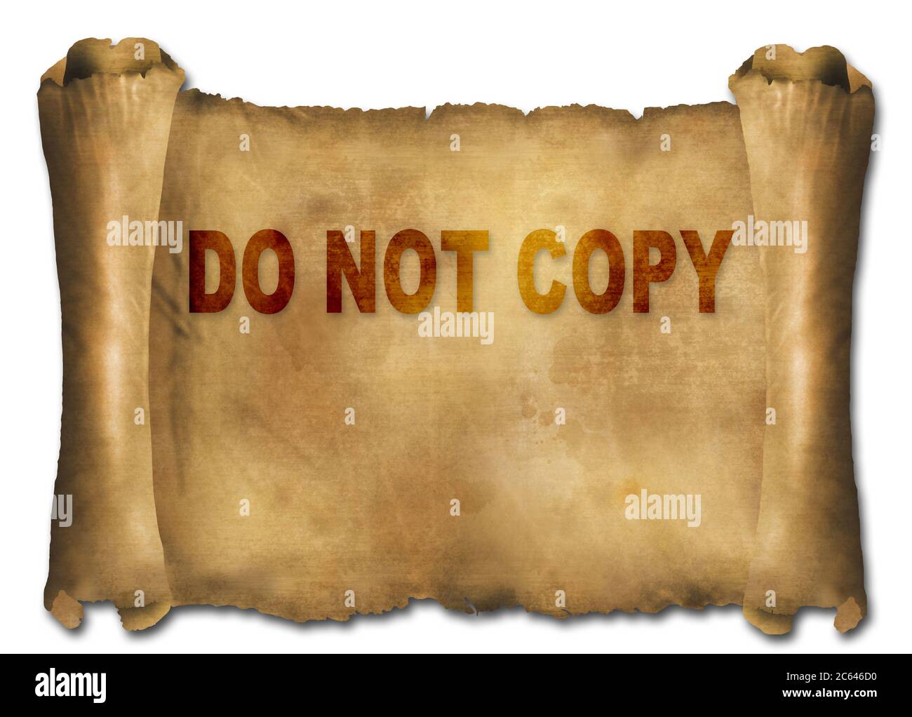 word do not copy on paper scroll made in 2d software Stock Photo - Alamy