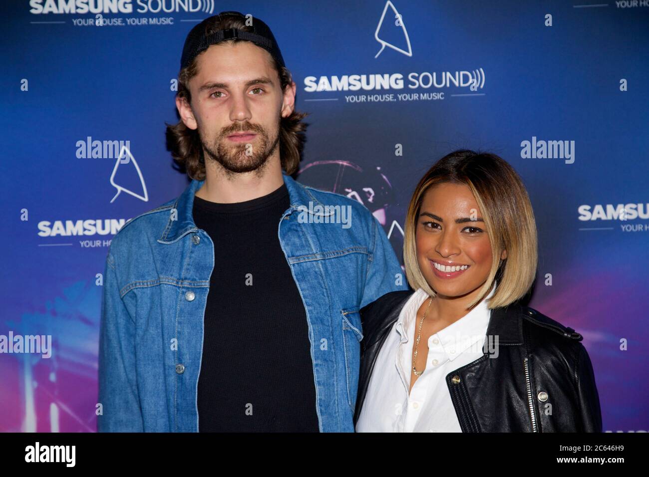 Suhana Lye (The Faders DJ) arrives at the Samsung Sound concert series event in Waterloo, Sydney. Stock Photo