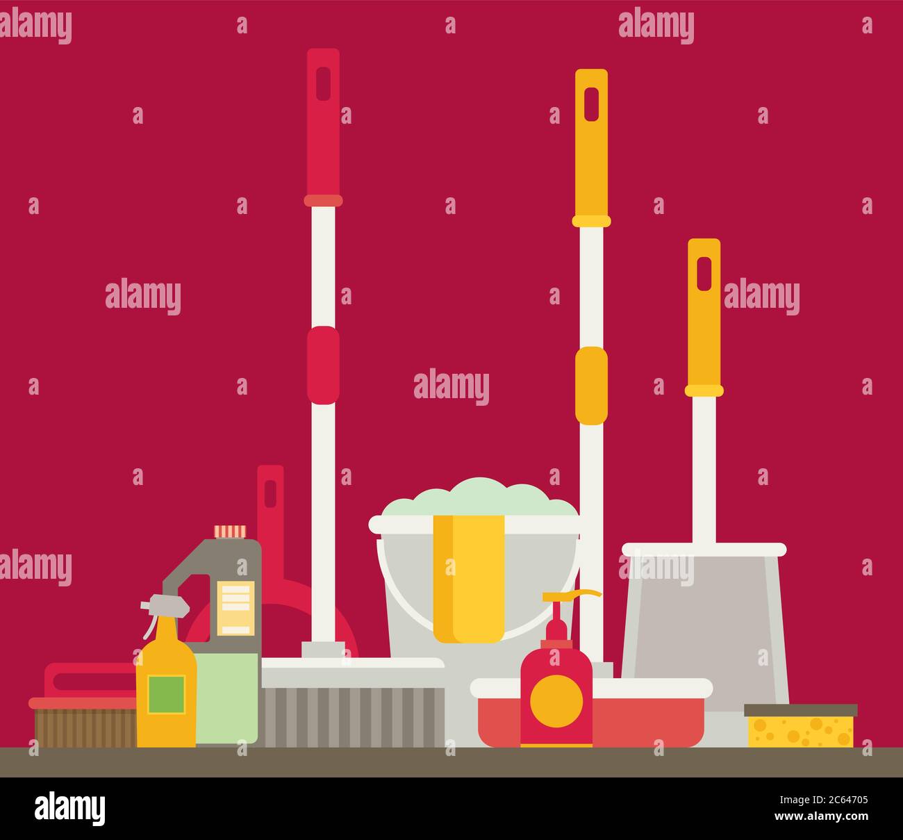 Cleaning set, isolate, flat design Stock Vector