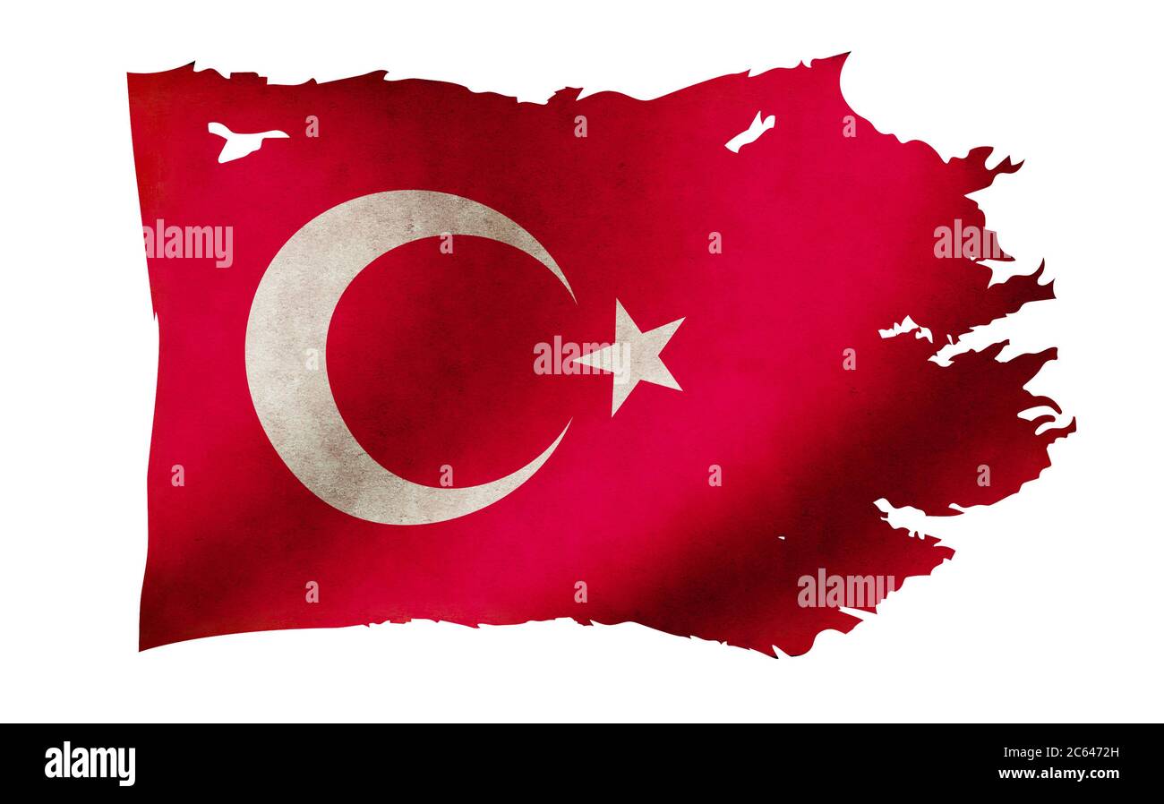 Dirty and torn country flag illustration / Turkey Stock Photo