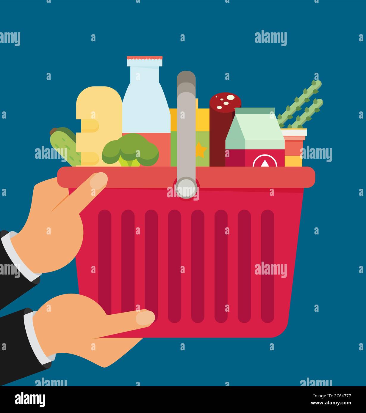 Flat design colorful vector illustration concept for grocery delivery ...