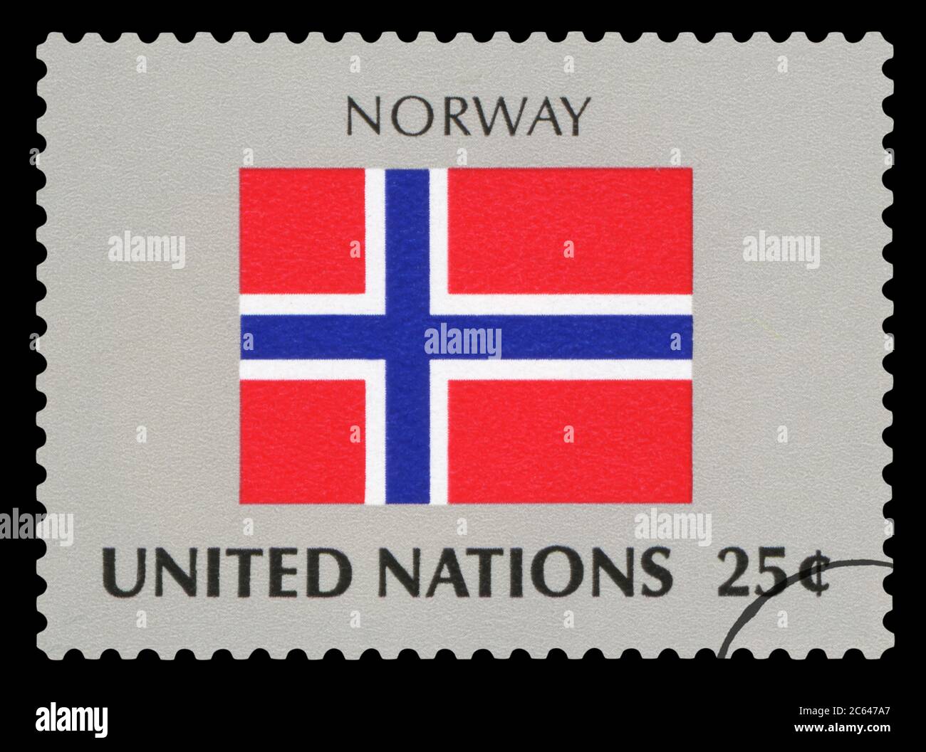 NORWAY - Postage Stamp of Norway national flag, Series of United Nations, circa 1984. Stock Photo