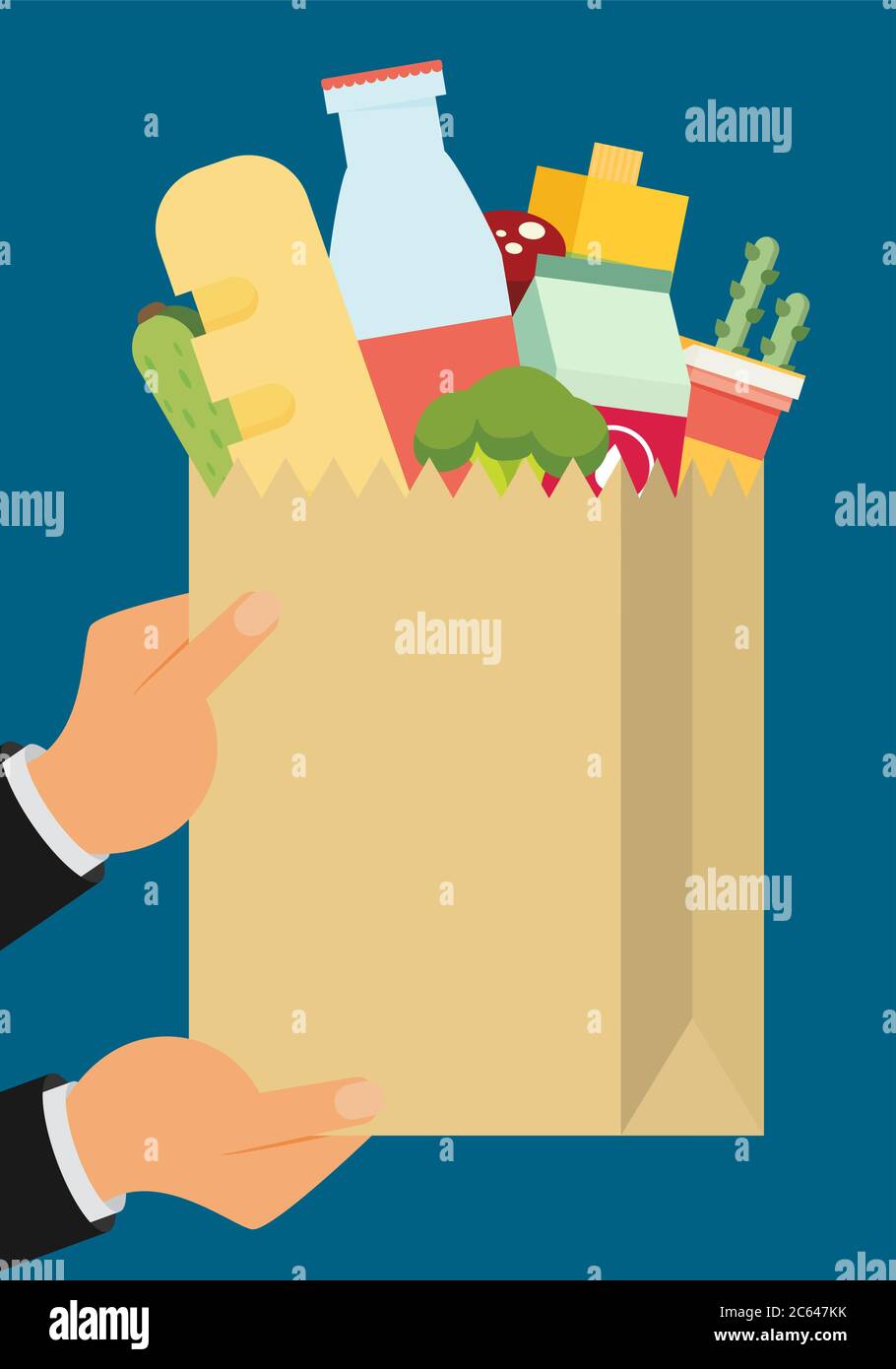 Flat design colorful vector illustration concept for grocery delivery ...