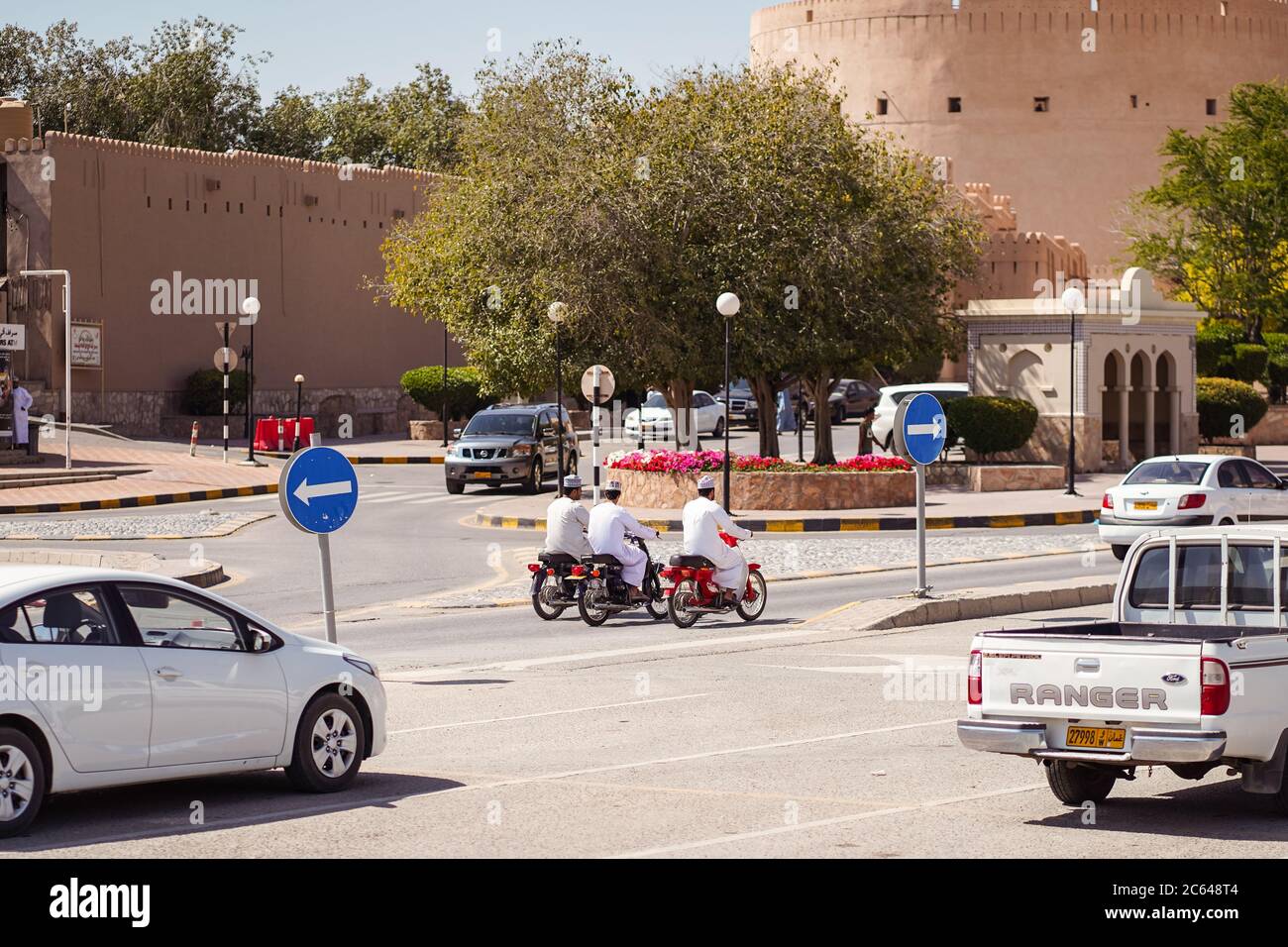 Nizwa / Oman February 15, 2020 group of three Omani Muslim men
