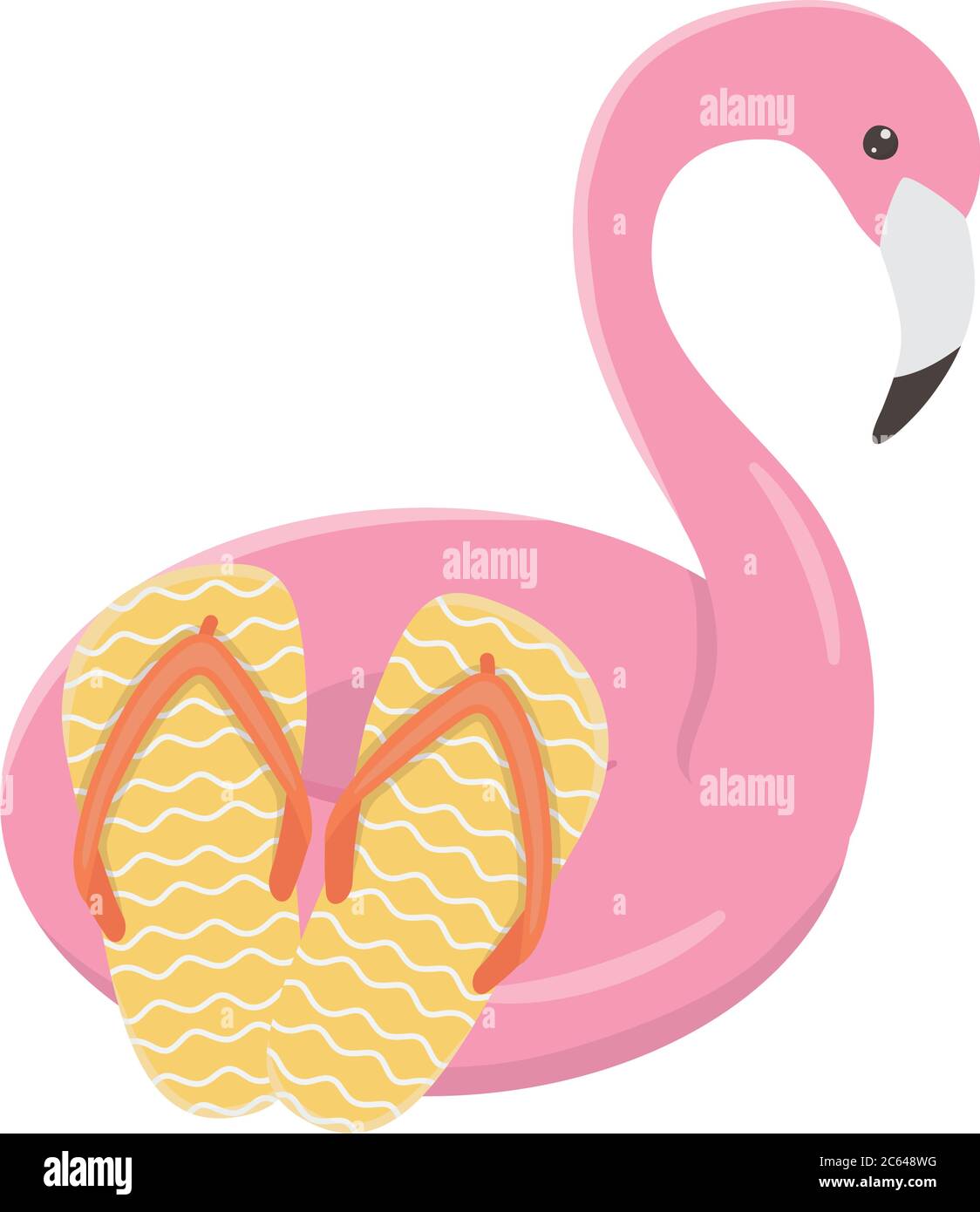 summer travel and vacation float flamingo and flip flops vector ...