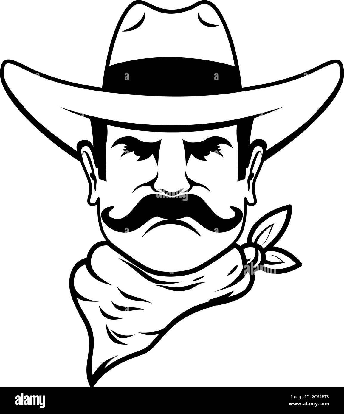 Icon of cowboy head. Design element for logo, label, sign, poster, t shirt. Vector illustration Stock Vector