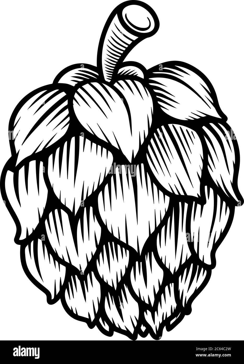 illustration of beer hop in engraving style. Design element for poster, label, sign, emblem, menu. Vector illustration Stock Vector