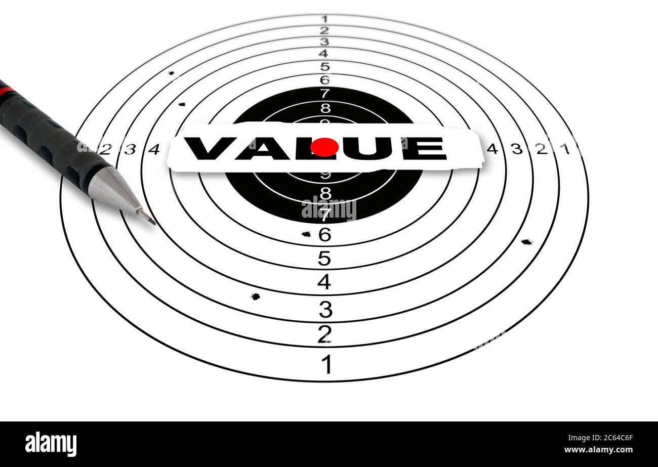 Shooting target with word value made in 2d software Stock Photo - Alamy