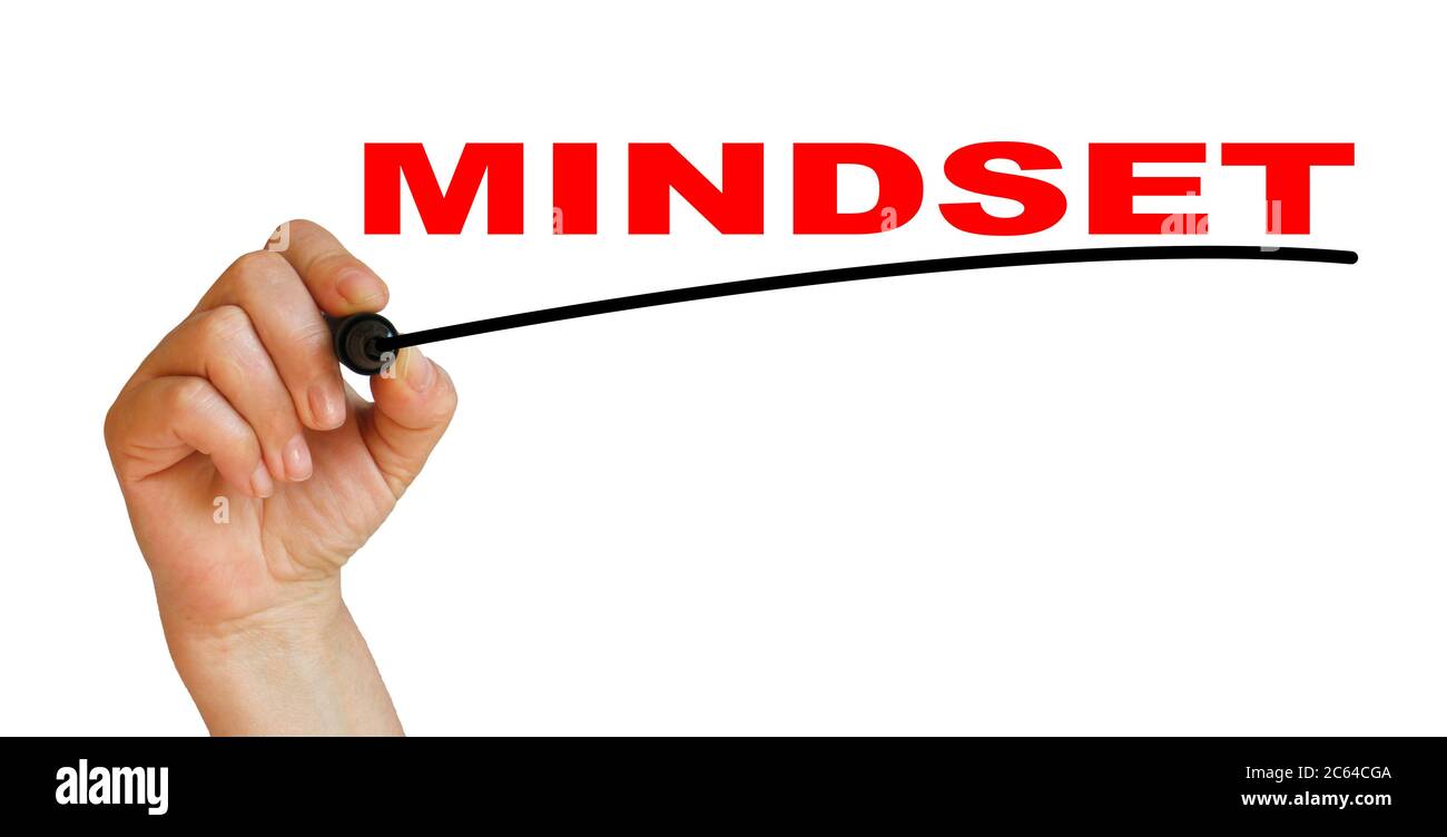 Hand underlining mindset with red marker Stock Photo