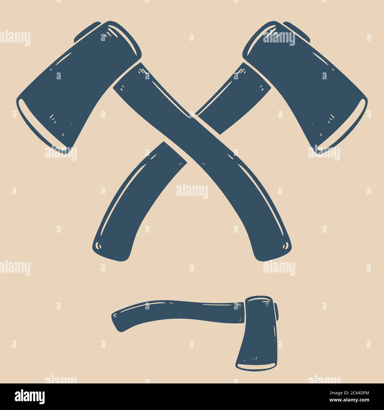 Vintage illustration of crossed camping hatchets. Design element for ...