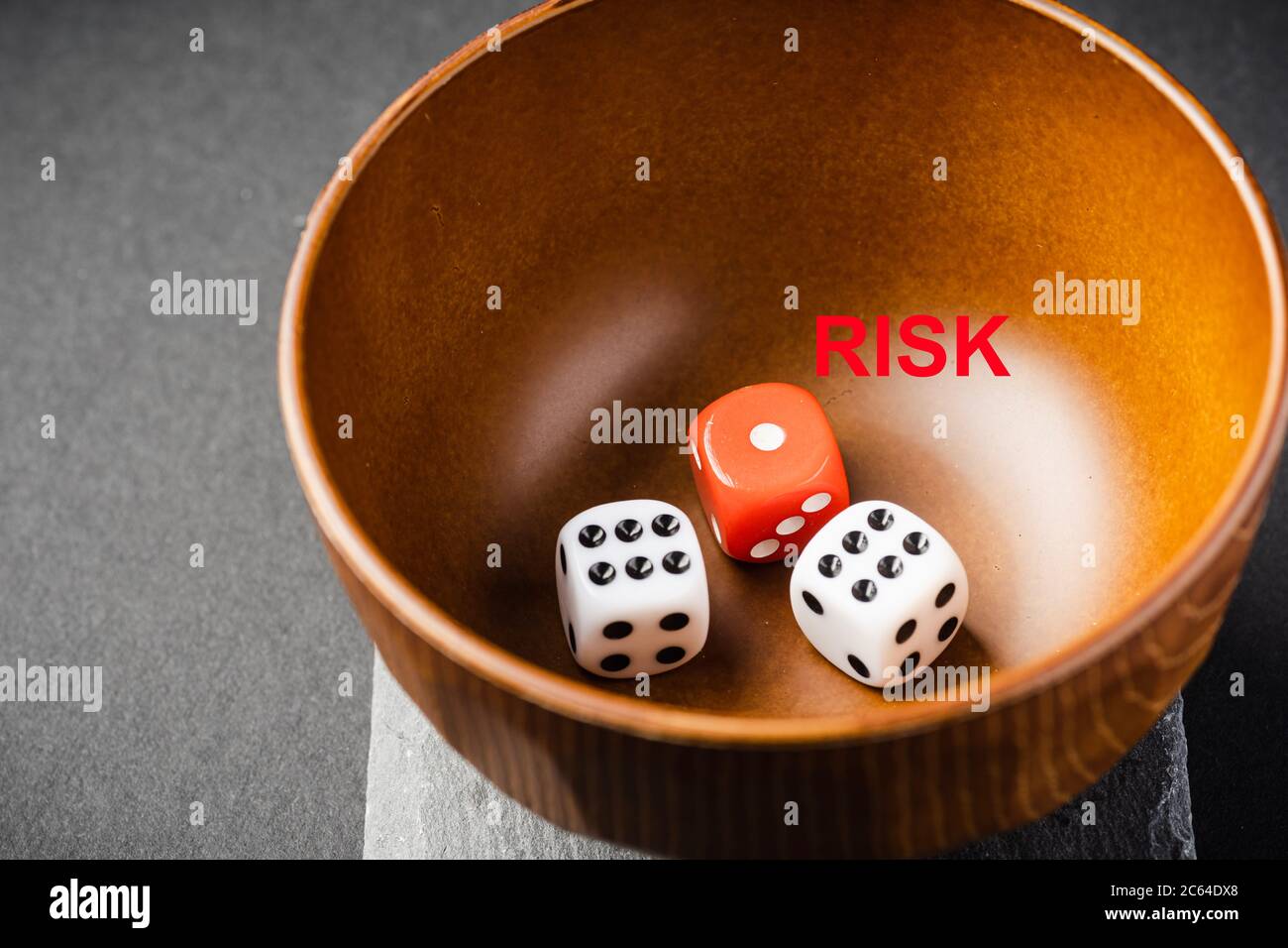 Red and White dices, Risk vs Reward conceptual shot Stock Photo - Alamy