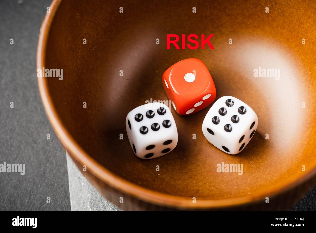 Red and White dices, Risk vs Reward conceptual shot Stock Photo - Alamy