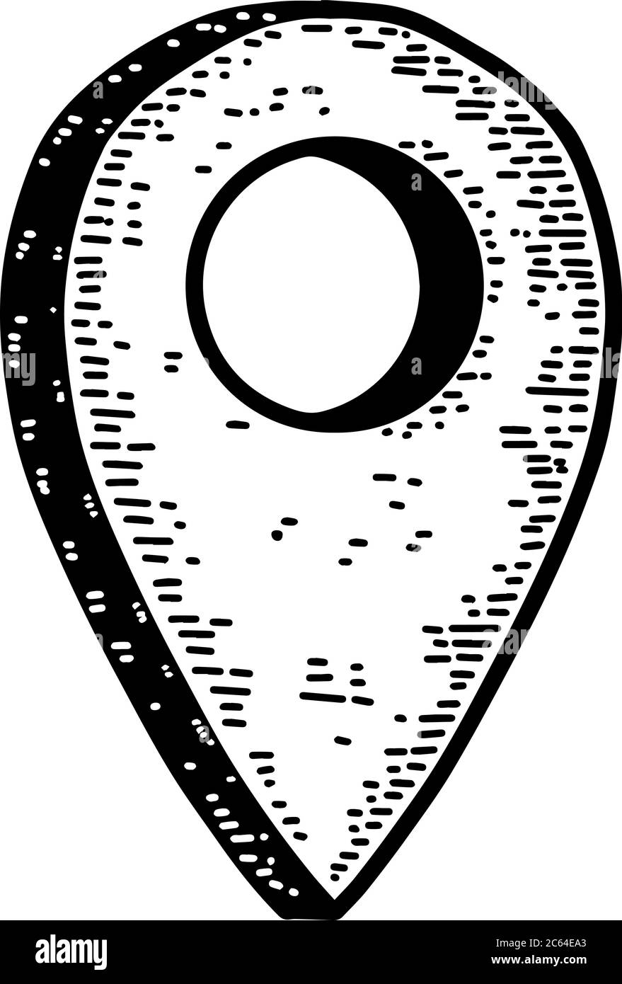 Illustration of pinpoint landmark in engraving style. Design element