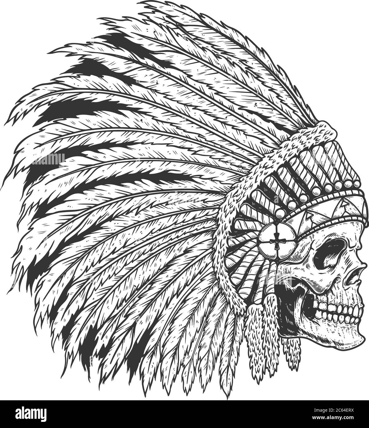 Indian headdress skull Black and White Stock Photos & Images - Alamy