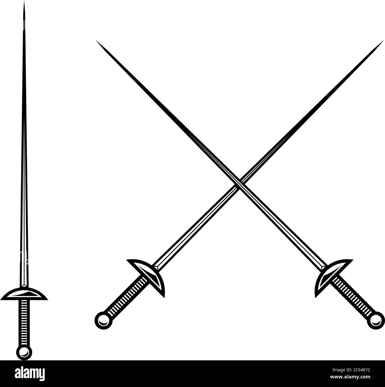 Crossed swords isolated on white background. Design element for