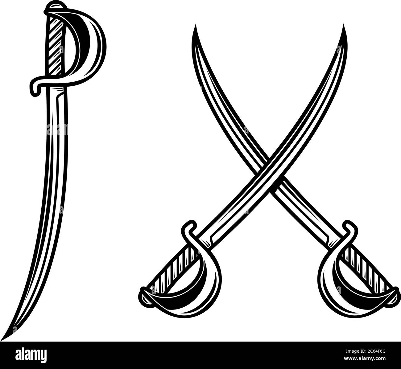 Crossed swords illustration Black and White Stock Photos & Images - Alamy