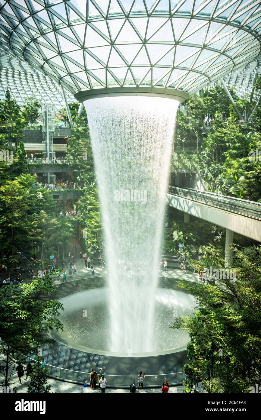 “Rain Vortex” is world’s tallest indoor waterfall located in Jewel