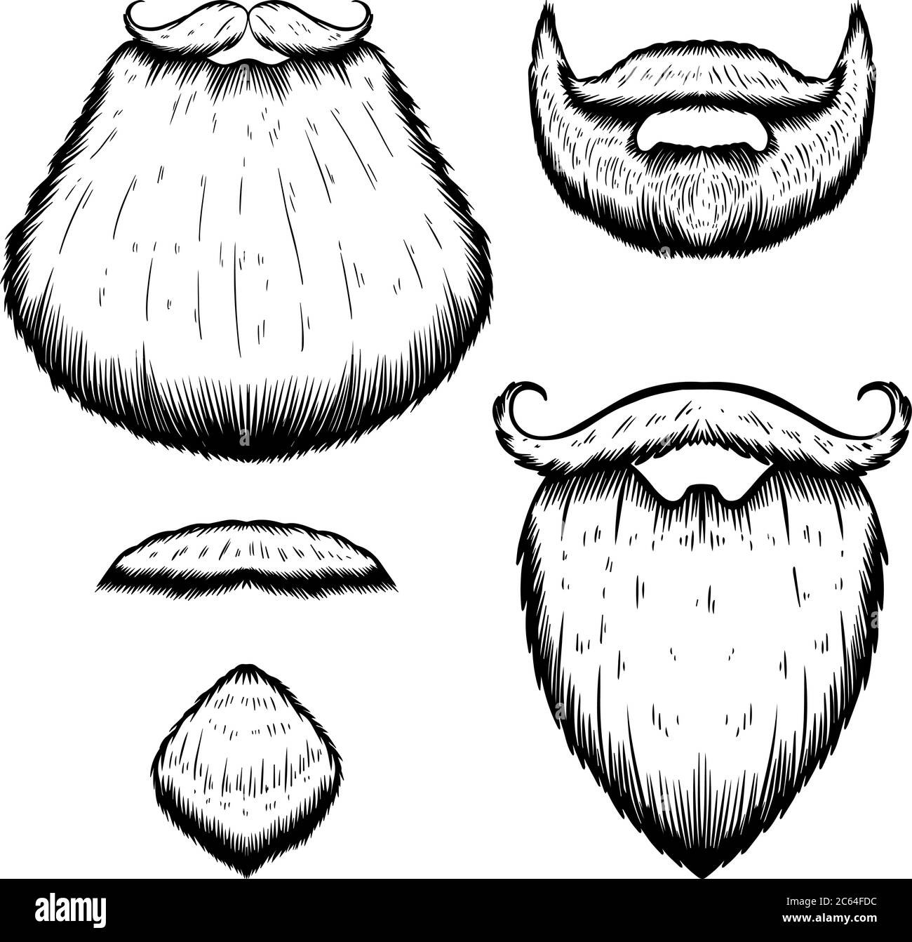 Set of Illustration of beard in engraving style on white background ...